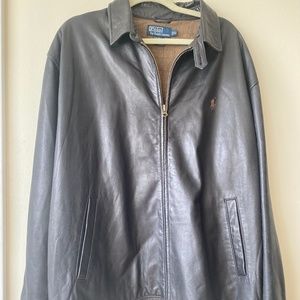 Polo Ralph Lauren Men’s Soft Leather Bomber Jacket Coat Size XL Black Exc